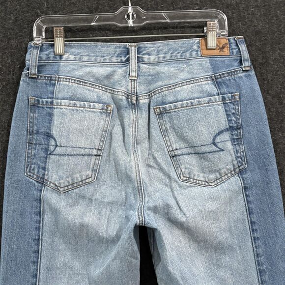 American Eagle Vintage Hi-Rise Jeans Women's 8 Blue Two Tone Button Fly Denim - Picture 6 of 13
